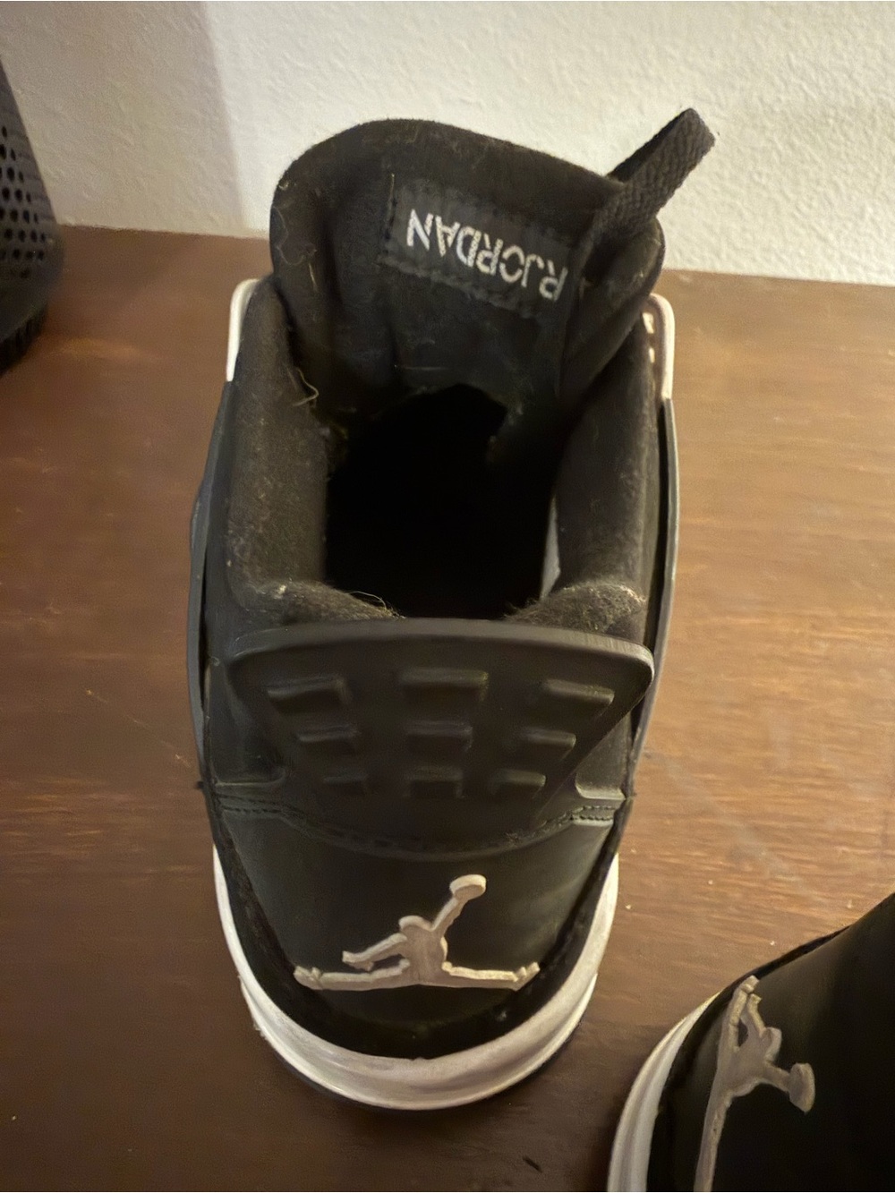 Jordan Retro Black with White Accents Men's Sneakers - Picture 6 of 7